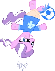 Size: 1670x2174 | Tagged: artist:magerblutooth, bicycle kick, clothes, derpibooru import, diamond tiara, football, kick, safe, simple background, solo, transparent background, uniform, vector