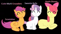 Size: 953x534 | Tagged: apple bloom, artist:keke00x, cutie mark crusaders, derpibooru import, eyes closed, prone, safe, scootaloo, sitting, smiling, sweetie belle