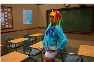 Size: 1600x1062 | Tagged: artist:superminimicro, cosplay, derpibooru import, human, irl, irl human, photo, rainbow dash, safe, solo