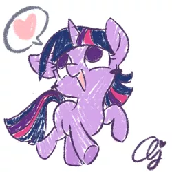Size: 500x500 | Tagged: safe, artist:inkie-heart, derpibooru import, twilight sparkle, cute, filly, heart, looking up, open mouth, pictogram, running, smiling, solo, twiabetes