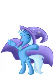 Size: 2480x3507 | Tagged: artist needed, safe, derpibooru import, trixie, pony, unicorn, eyes closed, female, mare, open mouth, simple background, smiling, solo