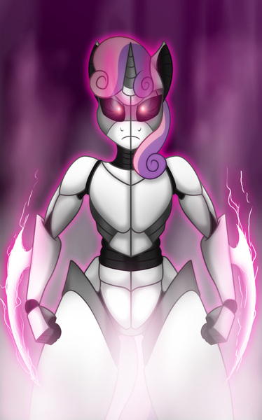 Size: 958x1536 | Tagged: safe, artist:lil miss jay, derpibooru import, sweetie belle, anthro, robot, full service playing cards, solo, sweetie bot