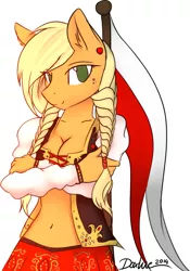 Size: 726x1040 | Tagged: anthro, applejack, artist:daxhie, belly button, breasts, cleavage, clothes, derpibooru import, female, flag, folklore, poland, polish, polish flag, smiling, solo, suggestive