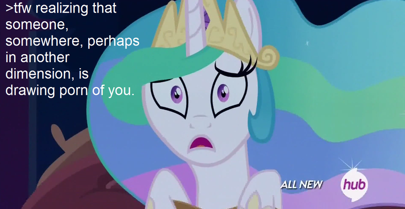 Size: 1354x699 | Tagged: bed, caption, derpibooru import, edit, edited screencap, hub logo, image macro, meme, princess celestia, screencap, solo, suggestive, sunbutt, tfw, the hub, waking up