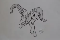 Size: 1024x683 | Tagged: artist:pajaga, derpibooru import, fluttershy, monochrome, pencil drawing, safe, solo