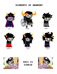 Size: 962x1236 | Tagged: derpibooru import, elements of harmony, eridan ampora, gamzee makara, homestuck, john egbert, kanaya maryam, karkat vantas, safe, spike, tavros nitram, this is stupid, vriska serket