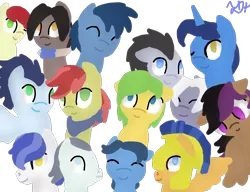 Size: 1000x768 | Tagged: apple family member, artist:geekypinkpony, blues, care package, derpibooru import, flash sentry, happy trails, lucky clover, night light, noteworthy, raggedy doctor, royal guard, royal riff, safe, silver shill, soarin', special delivery, stellar eclipse, toe-tapper, uncle orange