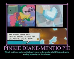 Size: 750x600 | Tagged: artist needed, caption, clothes, comparison, crystal heart, derpibooru import, dialogue, dimentio, edit, edited screencap, jester, jester pie, motivational poster, nintendo, paper mario, pinkamena diane pie, pinkie pie, safe, screencap, speech bubble, super mario bros., super paper mario, text, the crystal empire