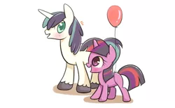 Size: 1300x800 | Tagged: safe, artist:joycall6, derpibooru import, shining armor, twilight sparkle, unicorn, balloon, blushing, brother and sister, cute, female, filly, filly twilight sparkle, happy, male, shining adorable, siblings, teen shining armor, teenager, twiabetes, younger