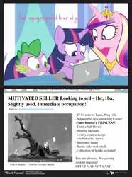 Size: 960x1290 | Tagged: safe, artist:dm29, derpibooru import, princess cadance, spike, twilight sparkle, twilight sparkle (alicorn), alicorn, pony, twilight's kingdom, advertisement, comic, computer, craigslist, female, golden oaks library, laptop computer, mare, simpsons did it, the simpsons, trio, twilight's ad