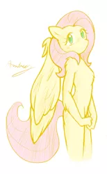 Size: 810x1315 | Tagged: anthro, artist:ambris, artist:thenationmaker, blushing, breasts, delicious flat chest, derpibooru import, featureless breasts, female, flattershy, fluttershy, solo, solo female, suggestive