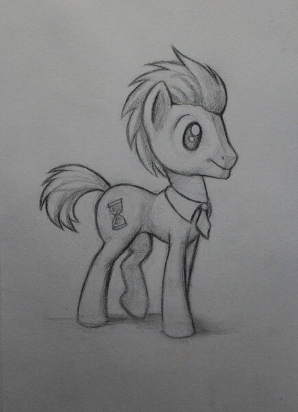 Size: 761x1049 | Tagged: artist:pajaga, derpibooru import, doctor whooves, monochrome, pencil drawing, safe, solo, time turner