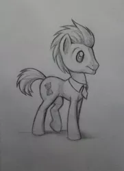 Size: 761x1049 | Tagged: artist:pajaga, derpibooru import, doctor whooves, monochrome, pencil drawing, safe, solo, time turner