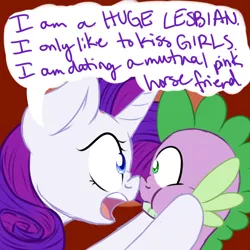 Size: 1280x1280 | Tagged: safe, artist:rastaquouere69, derpibooru import, rarity, spike, dragon, unicorn, ask rarity and pinkie, boop, eye contact, female, lesbian, noseboop, open mouth, puffy cheeks, raripie, shipping, shipping denied, unrequited, wide eyes