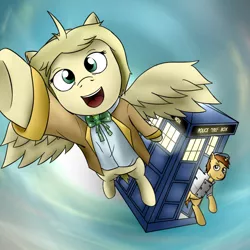 Size: 750x750 | Tagged: safe, artist:samofbob, derpibooru import, donut joe, doctor who, tardis