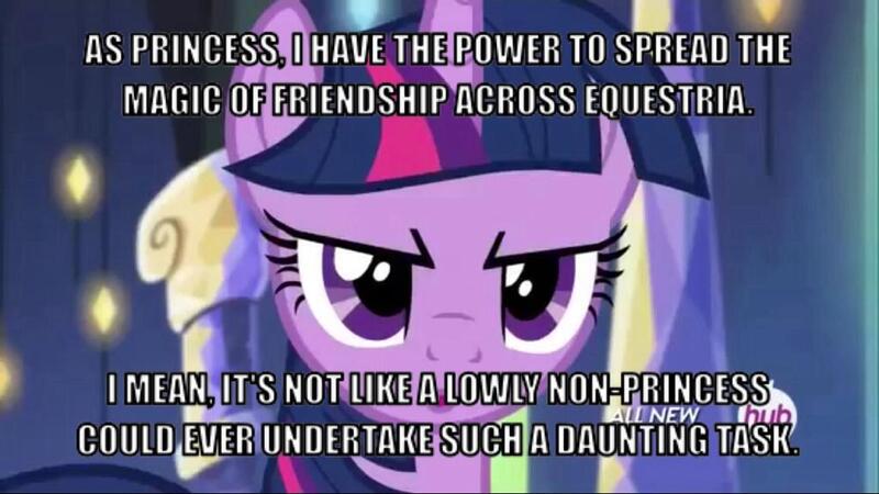 Size: 1023x576 | Tagged: safe, derpibooru import, screencap, twilight sparkle, twilight sparkle (alicorn), alicorn, pony, alicorn drama, butthurt, caption, drama, female, glorious master race, hub logo, mare, meme, smug, smuglight sparkle, solo