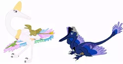 Size: 900x471 | Tagged: artist:albertonykus, derpibooru import, dinosaur, dinosaurified, maniraptor, my little maniraptor, princess celestia, princess luna, pterosaur, safe, simple background, species swap, white background