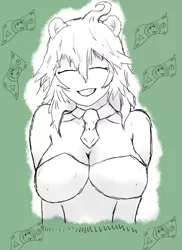 Size: 600x825 | Tagged: artist:funkshire, breasts, cleavage, derpibooru import, dollars, female, fluffy pony, human, nudity, pasta-chan, solo, suggestive