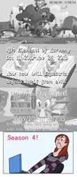 Size: 888x2012 | Tagged: artist:dragonboi471, derpibooru import, dragon, drama, drama bait, edit, elements of harmony, faust drama, female, friendship report, golden oaks library, grayscale, human, lauren faust, monochrome, rest in peace, safe, season 4, spike