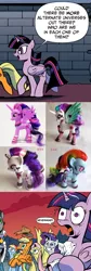 Size: 916x2724 | Tagged: safe, derpibooru import, applejack, fluttershy, princess celestia, rainbow dash, rarity, twilight sparkle, twilight sparkle (alicorn), alicorn, pony, spoiler:comic18, brushable, comic, female, mare, toy