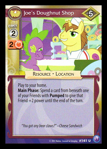 Size: 344x480 | Tagged: albuquerque, canterlot nights, ccg, cheese sandwich, derpibooru import, donut joe, enterplay, mlp trading card game, safe, song reference, spike, voice actor joke, weird al yankovic