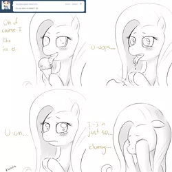 Size: 1300x1300 | Tagged: artist:psychoticmindsystem, askflutterfuckershy, comic, derpibooru import, fluttershy, ice cream, solo, suggestive