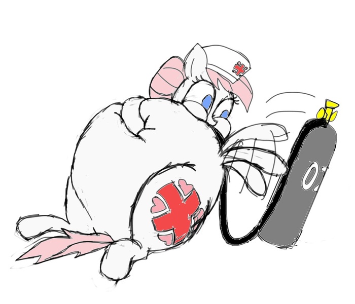 Size: 1027x880 | Tagged: questionable, artist:boman100, artist:noctulov, derpibooru import, nurse redheart, earth pony, pony, air inflation, gas tank, hose, inflation, remake, solo