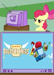 Size: 621x854 | Tagged: apple bloom, breadwinners, derpibooru import, exploitable meme, meme, nickelodeon, obligatory pony, safe, tv meme