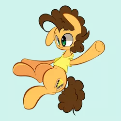 Size: 1280x1280 | Tagged: safe, artist:turtlefarminguy, derpibooru import, cheese sandwich, earth pony, pony, blue background, cute, diacheeses, male, simple background, solo, stallion, waving