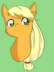 Size: 501x671 | Tagged: safe, artist:thepolymath, derpibooru import, edit, applejack, blushing, bust, simple background, solo