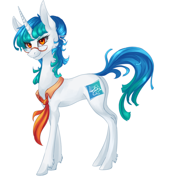 Size: 1435x1438 | Tagged: safe, artist:weird--fish, derpibooru import, ponified, pony, unicorn, female, glasses, hasbro, mare, necktie, smiling, solo