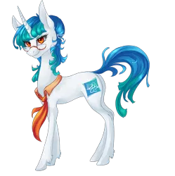 Size: 1435x1438 | Tagged: safe, artist:weird--fish, derpibooru import, ponified, pony, unicorn, female, glasses, hasbro, mare, necktie, smiling, solo