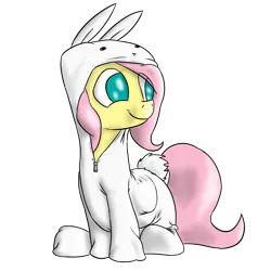 Size: 2000x2000 | Tagged: safe, artist:timsplosion, derpibooru import, angel bunny, fluttershy, pegasus, pony, animal costume, bunny costume, catchlights, clothes, costume, cute, kigurumi, no pupils, shyabetes, simple background, sitting, solo, transparent background