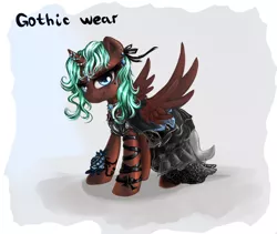 Size: 950x800 | Tagged: safe, artist:equie, derpibooru import, oc, oc:equie, unofficial characters only, alicorn, pegasus, pony, alicorn oc, clothes, dress, gothic, solo