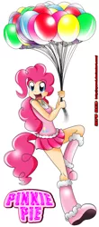 Size: 1489x3383 | Tagged: artist:ryured, balloon, clothes, derpibooru import, human, humanized, miniskirt, pinkie pie, safe, skirt, solo, tailed humanization, then watch her balloons lift her up to the sky