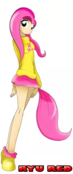 Size: 1450x3430 | Tagged: artist:ryured, clothes, derpibooru import, fluttershy, human, humanized, miniskirt, safe, skirt, solo, sweater, sweatershy, tailed humanization