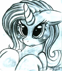 Size: 1699x1942 | Tagged: safe, artist:digitaldomain123, derpibooru import, trixie, pony, unicorn, blushing, doodle, female, mare, monochrome, sketch, solo, traditional art