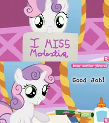 Size: 800x900 | Tagged: coloring with sweetie belle, exploitable meme, grin, meme, mouth hold, mouthpiece, princess celestia, princess molestia, safe, smiling, sweetie belle