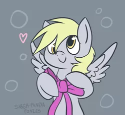 Size: 663x613 | Tagged: safe, artist:saber-panda, derpibooru import, derpy hooves, pegasus, pony, cute, derpabetes, female, mare, ribbon, solo