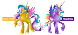 Size: 1280x584 | Tagged: safe, artist:allocen, derpibooru import, princess gold lily, princess sterling, alicorn, pony, rainbow power, rainbow power-ified
