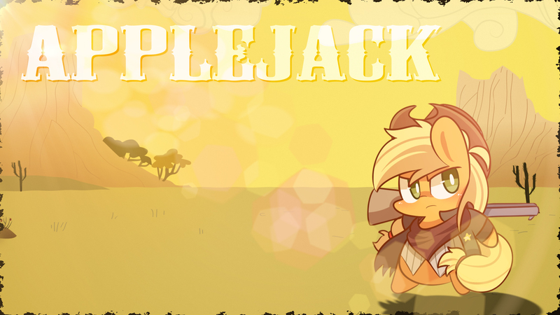 Size: 1920x1080 | Tagged: applejack, artist:lifeloser, artist:xris777, chibi, derpibooru import, flint easthoof, gun, lens flare, safe, sheriff, sheriffjack, shotgun, solo, vector, wallpaper, weapon