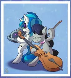 Size: 989x1083 | Tagged: artist:sound-resonance, cello, derpibooru import, musical instrument, octavia melody, safe, turntable, vinyl scratch