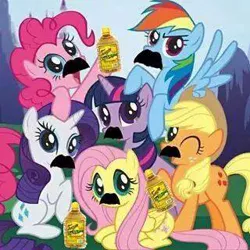 Size: 320x320 | Tagged: alcohol, applejack, derpibooru import, edit, fluttershy, mane six, mexico, mousdash, moustache, pinkie pie, rainbow dash, rarity, safe, tonaya, twilight sparkle