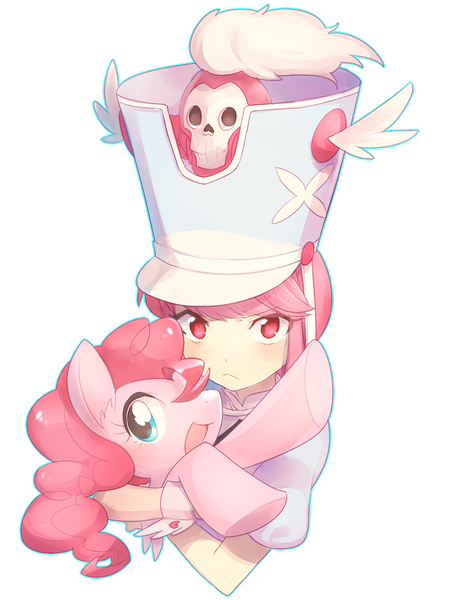 Size: 1200x1600 | Tagged: anime, artist:l0x0b, bust, crossover, cute, dead source, derpibooru import, duo, hug, japanese, kill la kill, nonon jakuzure, pinkie pie, portrait, safe, tumblr