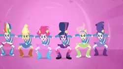 Size: 1280x720 | Tagged: safe, derpibooru import, screencap, applejack, fluttershy, pinkie pie, rainbow dash, rarity, twilight sparkle, equestria girls, helping twilight win the crown, mane six, wondercolts