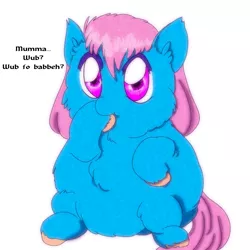 Size: 1000x1000 | Tagged: artist:ryunnosuke, derpibooru import, filly, fluffy pony, fluffy pony foal, foal, hugbox, safe, solo