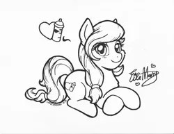 Size: 3308x2552 | Tagged: artist:latecustomer, black and white, commission, cutie mark, derpibooru import, grayscale, monochrome, oc, oc:cream heart, safe, smiling, solo, unofficial characters only