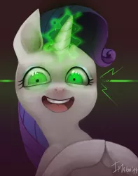 Size: 1116x1417 | Tagged: artist:imalou, glowing eyes, inspirarity, inspiration manifestation, nightmare fuel, possessed, rarity, safe, solo, uncanny valley