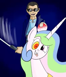 Size: 600x700 | Tagged: artist:d3rpy, celestia hate, crossover, deus ex, human, jc denton, lump, princess celestia, safe