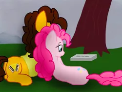 Size: 1024x768 | Tagged: safe, artist:biosonic100, derpibooru import, cheese sandwich, pinkie pie, cheesepie, female, grave, male, shipping, straight